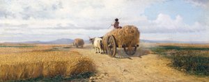 Wheatfield, ca 1868, målning av Federico Rossano (1835-1912), olja på duk, 30x73 cm av Frederico Rossano