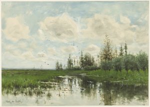 Pool med träd och äng av Fredericus Jacobus van Rossum du Chattel