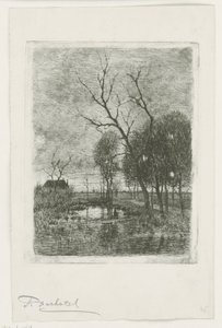 Skymning av Fredericus Jacobus van Rossum du Chattel (signed by artist)