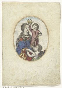 Madonna med barn och ängel i oval av Frederik Bouttats (de Jonge) (attributed to)