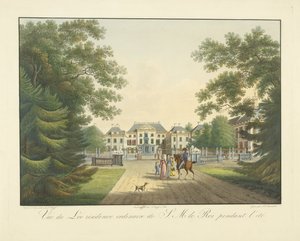 Utsikt över Paleis het Loo Vue du Loo ordinarie bostad för S.M. le Roi pendent l