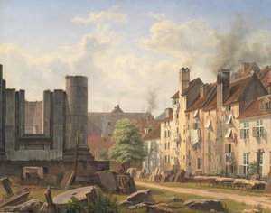 Utsikt över Marmortorget med ruinerna av den ofullbordade Frederiks kyrka av Frederik Hansen Sodring