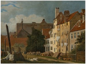 Utsikt över Marmorpladsen, Köpenhamn (Del av Marmorpladsen i Köpenhamn) av Frederik Sødring