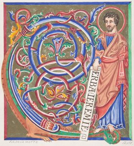 Upplyst initial och helgon, 1830-62.