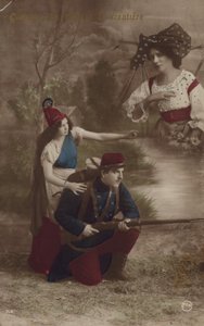 En soldat vägleds av Liberty och tänker på hemmet (tonad bild) av French Photographer