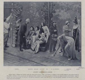 Skådespelare och skådespelerskor på Theatre des Varietes, Paris (s/v foto) av French Photographer