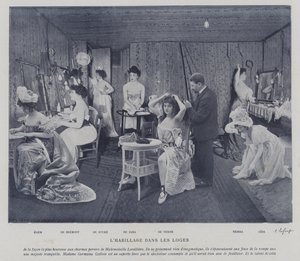Skådespelerskor i omklädningsrummen på Theatre des Varietes, Paris (s/v foto) av French Photographer