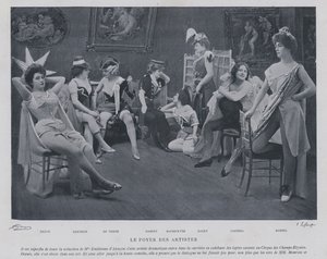 Skådespelerskor i det gröna rummet på Theatre des Varietes, Paris (s/v foto) av French Photographer