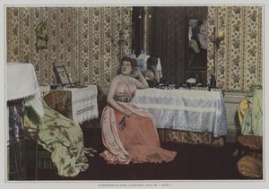 Den amerikanska sopranen Sybil Sanderson i titelrollen i Jules Massenets opera Thais (färgfoto) av French Photographer