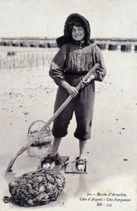 Arcachon-bassängen: en maskin för ostronutläggning - vykort av French Photographer