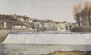 Aurillac, gamla hus på stranden av Jordanne av French Photographer