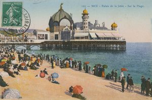 Stranden och Palais de la Jetee, Nice. Vykort skickat 1913. av French Photographer