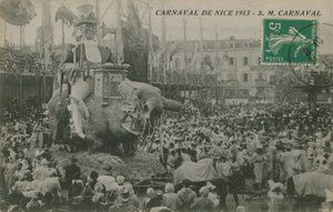 Carnaval de Nice 1913. Vykort skickat 1913. av French Photographer