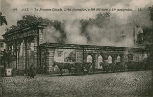 Dax - varmvattenkälla (dagligt flöde: 2400000 liter vid 64 grader). Vykort skickat 1913. av French Photographer