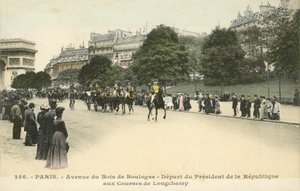 Frankrikes presidents avgång, Longchamp Racecourse, Paris (färgfoto) av French Photographer