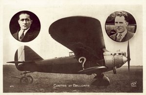 Dieudonne Costes och Maurice Bellonte, franska flygare (s/v foto) av French Photographer