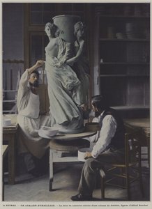 Emaljeringsverkstad på Sevres porslinsfabrik, Frankrike (färgfoto) av French Photographer