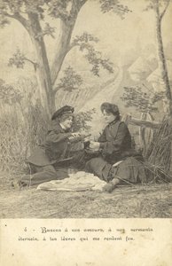 Kvinnliga älskare på landet (s/v foto) av French Photographer
