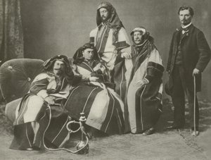 Ferdinand De Lesseps (andra från höger) på jobbet på Suezkanalen (s/v foto) av French Photographer