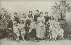 Ferdinand De Lesseps, med sin fru och barn (s/v foto) av French Photographer