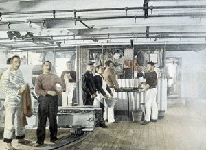 Franska flottan, sent 1800-tal: Officerarnas kök - Bibl. des Arts deco. av French Photographer