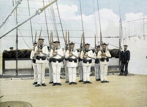 Franska flottan, sent 1800-tal: gevärsövning - Bibl. des Arts deco. av French Photographer