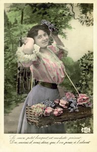 Flicka med blommor till salu av French Photographer