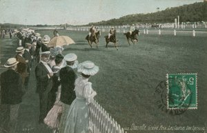 Hästkapplöpning i Deauville. Vykort skickat 1913. av French Photographer