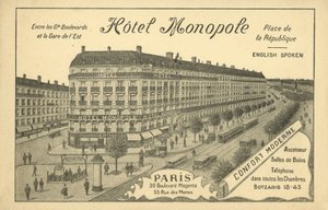 Hotel Monopole, Paris (litho) av French Photographer