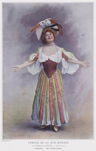 Jeanne Saulier som Colombine i La Vieille Revue (färgad bild) av French Photographer