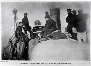 Jules Verne (1828-1905) och Jules Hetzels son på en torped. av French Photographer