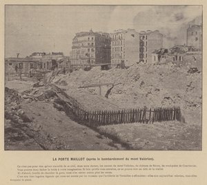 Pariskommunen, La Porte Maillot, efter bombardementet av Mont Valerien (s/v foto) av French Photographer