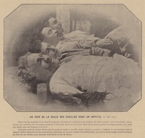Pariskommunen, ett hörn av vapenrummet på ett sjukhus, 27 maj 1871 (s/v foto) av French Photographer