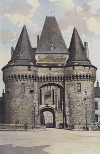 La Ferte-Bernard, stadsporten, entrésidan (stadshuset) av French Photographer