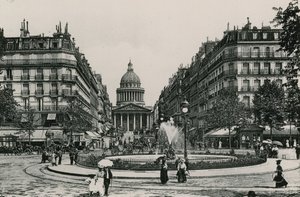 La Rue Soufflot et le Pantheon, The Soufflot Street och Pantheon (fotogravyr) av French Photographer