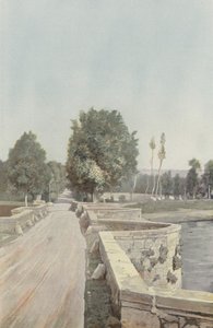 Le Moutier-DAhun, Gammal bro över Creuse, Vy tagen från vänster strand av French Photographer