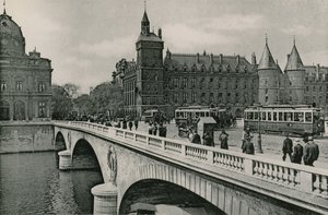 Pont au Change och Palais de Justice, Pont au Change och domstolen (fotogravyr) av French Photographer