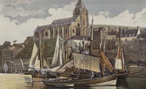 Le Treport, kyrkan och hamnen av French Photographer