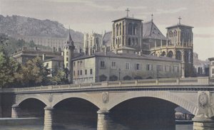 Lyon, Archeveche, St-Jean-katedralen och sluttningen av Fourviere av French Photographer