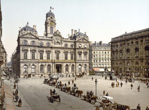 Lyons stadshus från Place de Terreaux, 1890-1900 av French Photographer