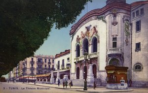 Municipal Theatre, Tunis, Tunisien (färgad bild) av French Photographer
