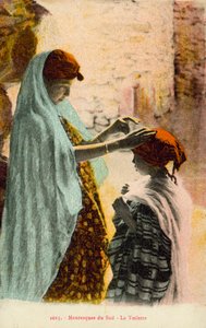 Muslimsk kvinna och barn (färgfoto) av French Photographer