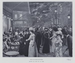 På boulevarden utanför Cafe de la Paix, Paris (s/v foto) av French Photographer