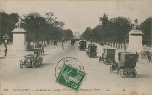 Paris - Avenue des Champs-Elysees. Vykort skickat 1913. av French Photographer