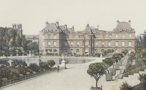 Paris, Luxemburg Palace, Fasad med utsikt över trädgårdarna av French Photographer