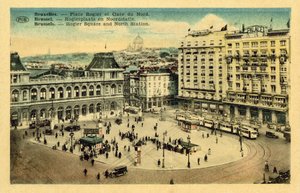 Place Rogier och Gare du Nord, Bryssel (färgfoto) av French Photographer