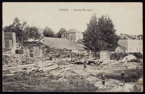 Vykort föreställande sågverket Reviraud i Tence, Haute-Loire, ca 1900 av French Photographer