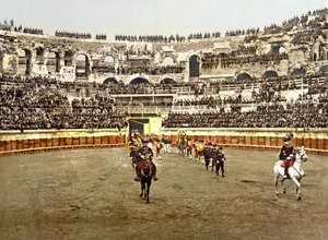 Procession av matadorer vid amfiteatern i Nîmes, 1890-1900 av French Photographer