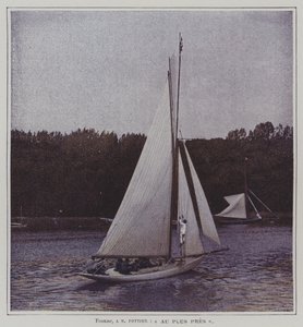 Segelbåt på floden Seine (färgfoto) av French Photographer