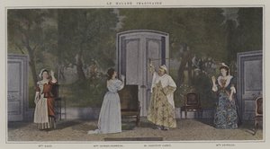 Scen från en produktion av Le Malade Imaginaire, av Moliere (färgfoto) av French Photographer